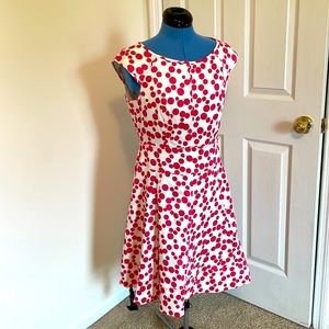 Maggy London White and Pink A-Line Midi Dress